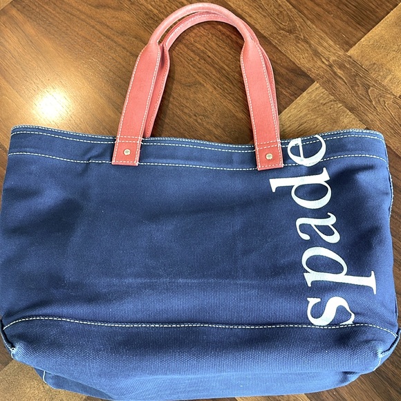 BEAUTIFUL KATE SPADE CANVAS TOTE - RED WHITE & BLUE - VERY PATRIOTIC! - Picture 2 of 12
